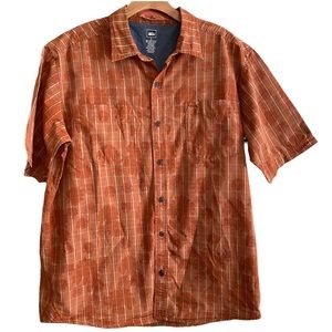 REI Short Sleeve Button Front Cotton Cool Plus Shirt Size Large